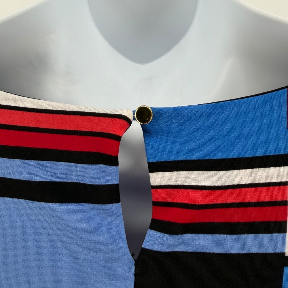 Calvin Klein Colorblock Sleeveless Blouse Blue Red Striped‎ Top Womens XL - Picture 6 of 11